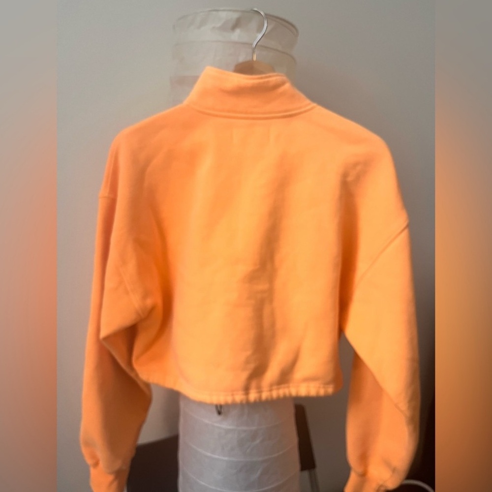 NWOT Women’s TNA Cropped Oversized Half Zip Up Sweater In Orange Size S - Picture 3 of 10